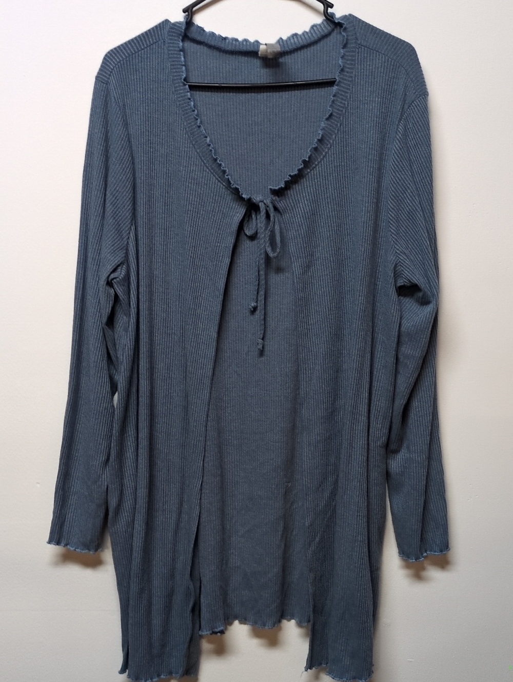 HoneyMe Curvy Slate Blue Ribbed Tie Front Cardigan Size XL